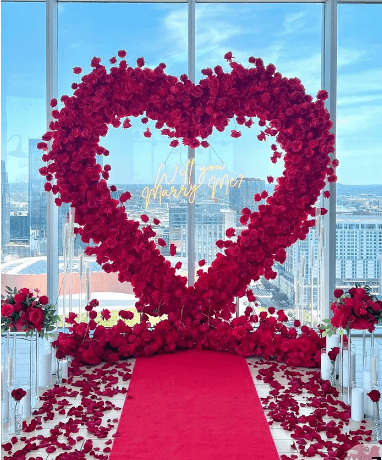 Red Or White Heart Flowers Arch