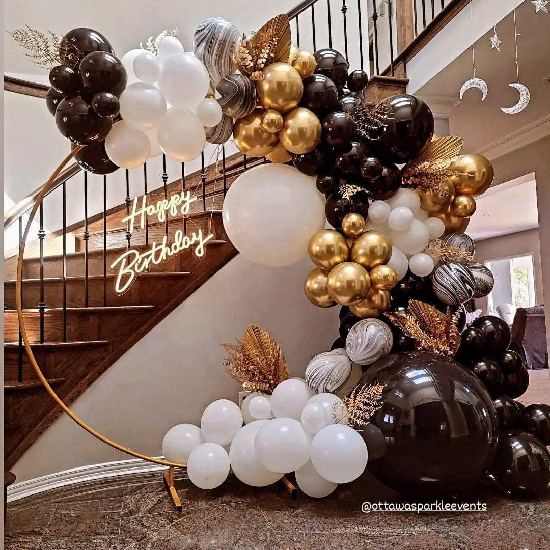 Black And Gold Birthday Hoop Garland