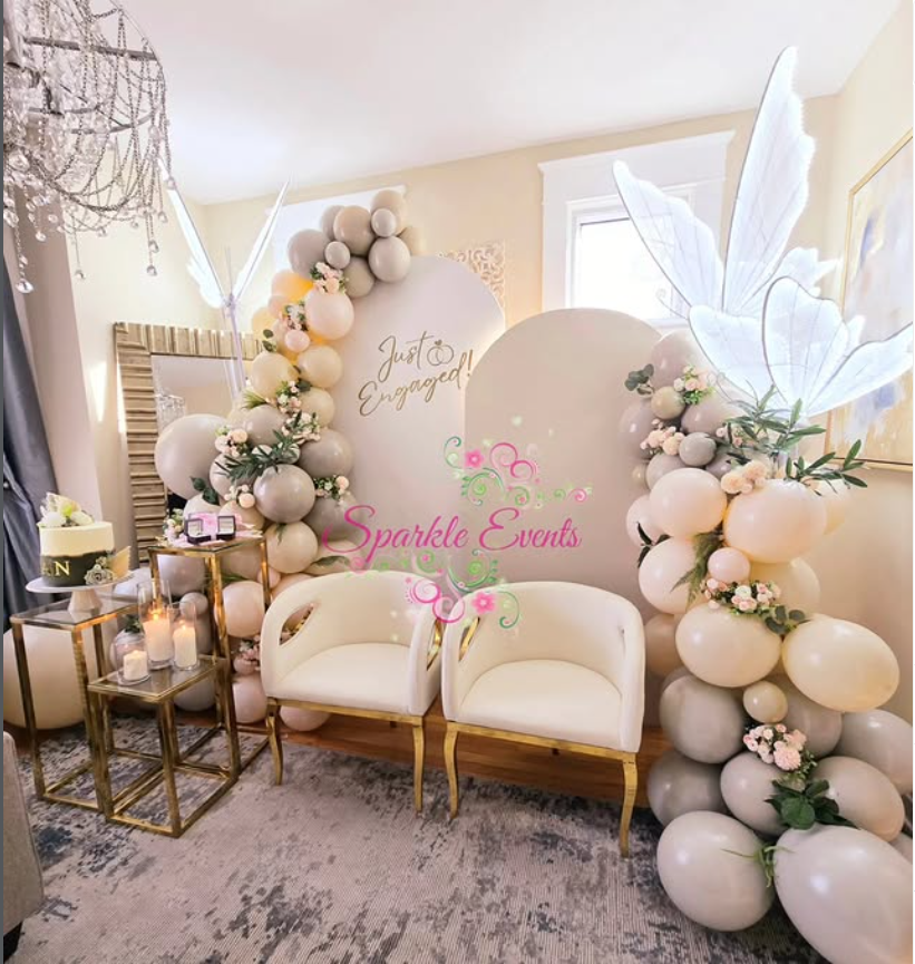 An engagement backdrop styled by Sparkle Events in Ottawa
