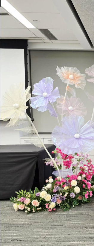 Giant floral backdrop for a cultural celebration