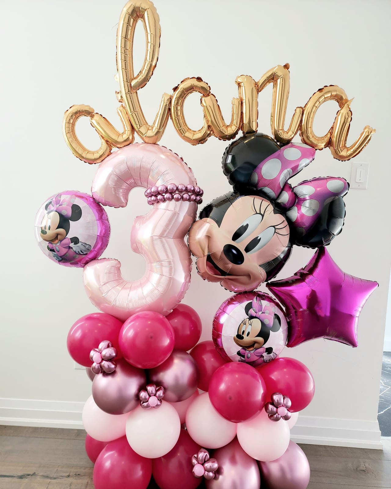 Pink Number Three Balloon Bouquet