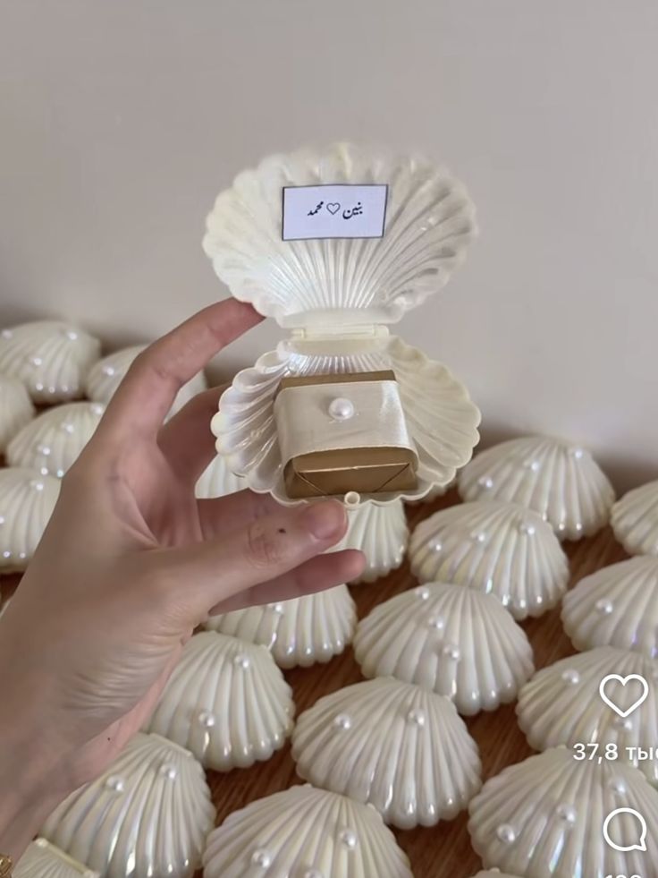 shell boxes with chocolate and name card