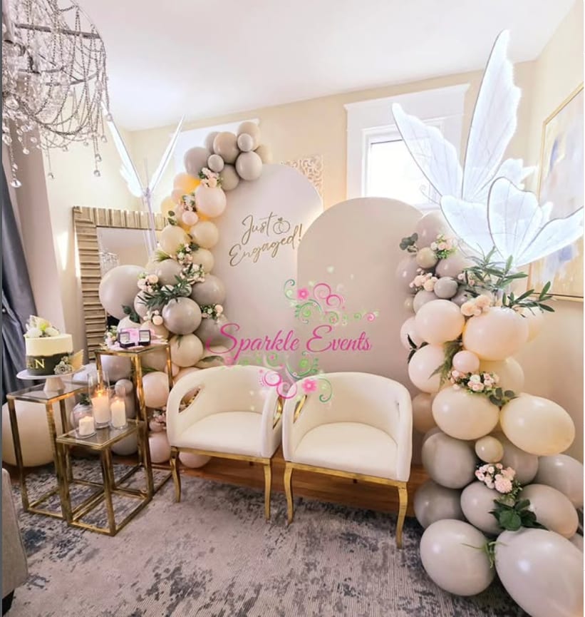 An engagement backdrop styled by Sparkle Events in Ottawa