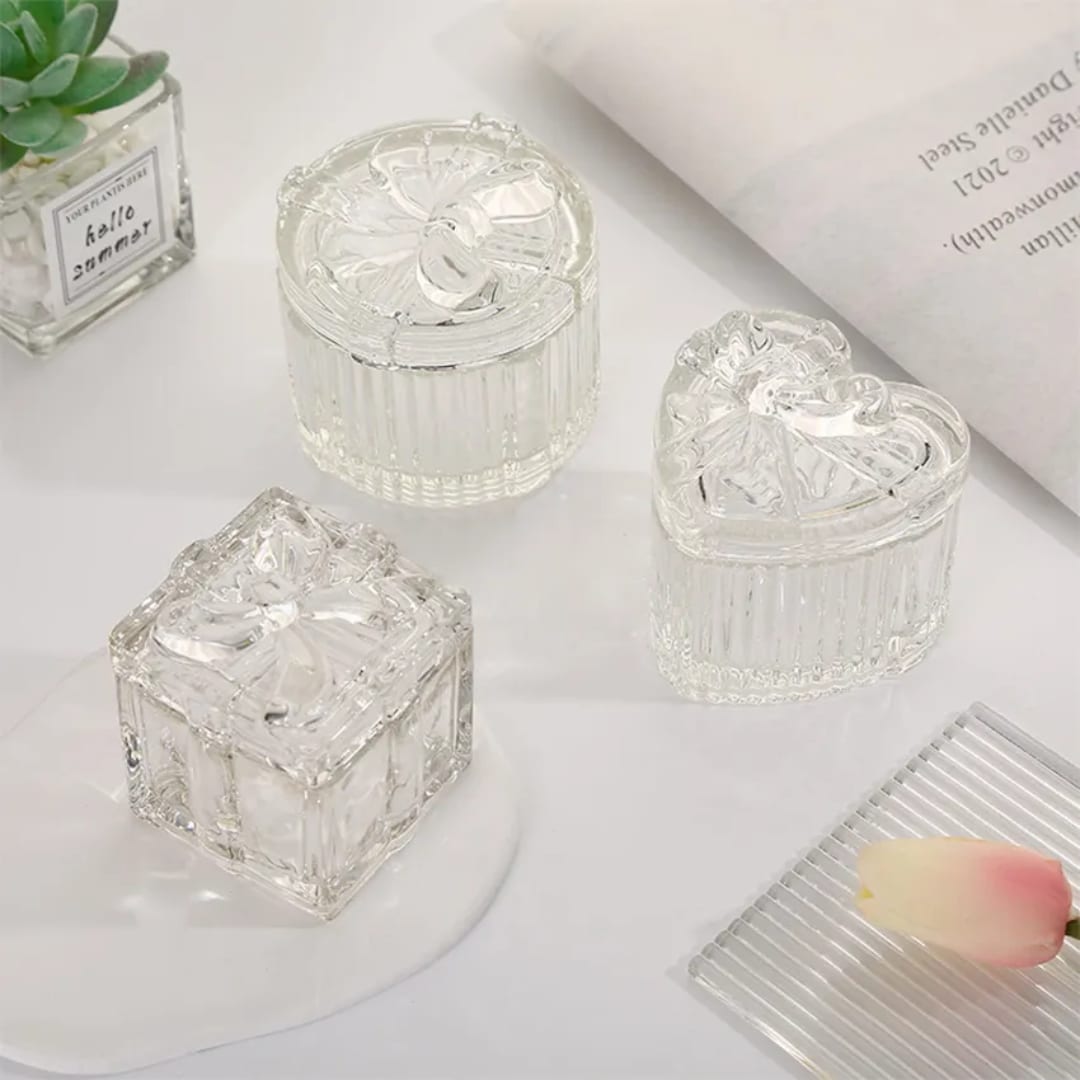 Mini glass candy and jewellery favour box